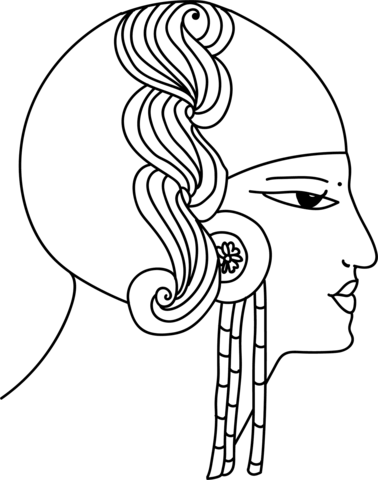 Egyptian Coiffure With Torsades Coloring Page